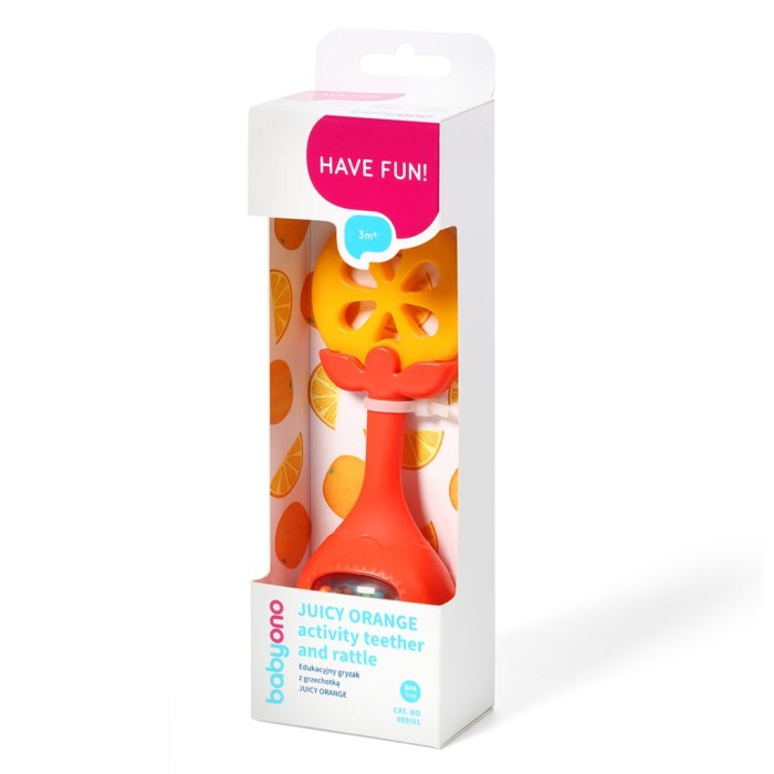 Inel gingival cu sunatoare portocala Babyono 499/01 [2]