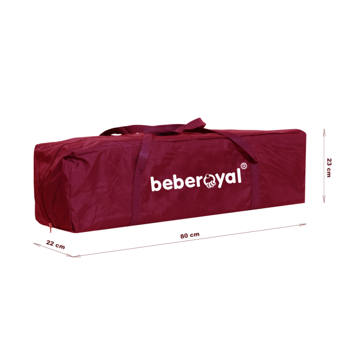 Patut Pliabil, Beberoyal, Little Friends, cu doua nivele, Saltea de Infasat, Geanta de Transport, Roti cu Sistem de Blocare, Fereastra Laterala, Spatiu lateral pt. Depozitare, 120x60cm, Grena/Bej Cod: [8]