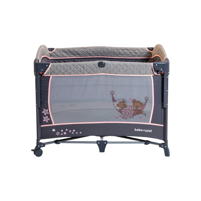 Patut pliant cu 2 nivele si laterala culisanta DREAMING BEAR roz, dimensiune exterioara 109 x 73 x 82.5 cm, Beberoyal, 220/02 [3]