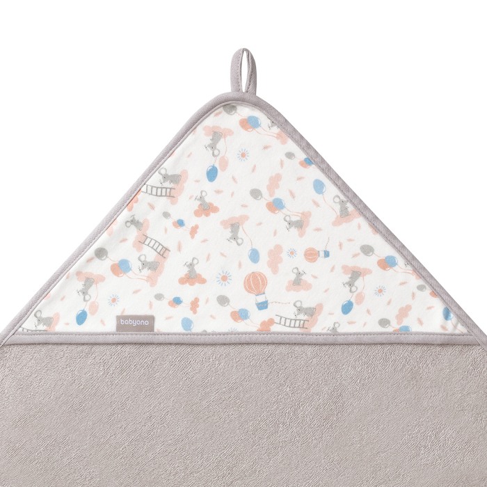 Prosop baie cu gluga bumbac soft 100 x 100 cm Babyono Gri 1552/03 [5]