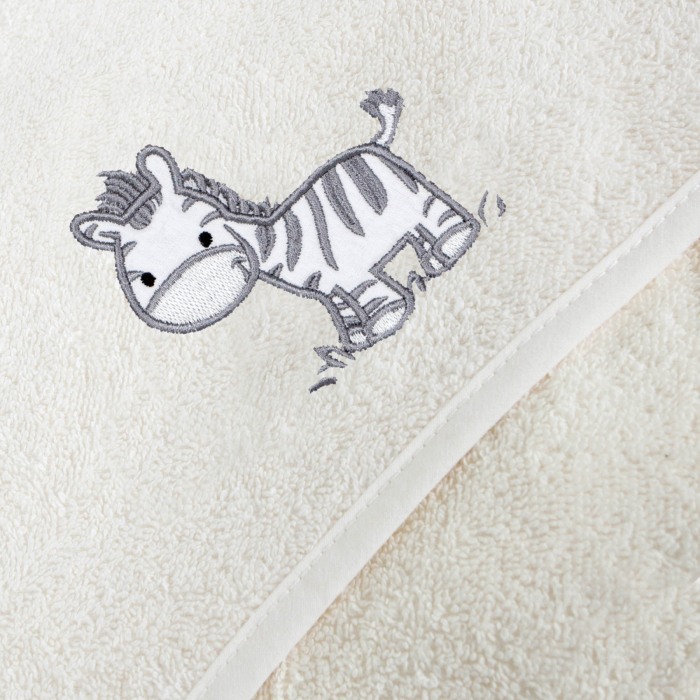 Prosop Baie cu Gluga Copii, 100%Bumbac, 460g/m2, Moale, Absorbant, Ceba Baby 100x100cm, zebra, alb, 815-302-632 [2]