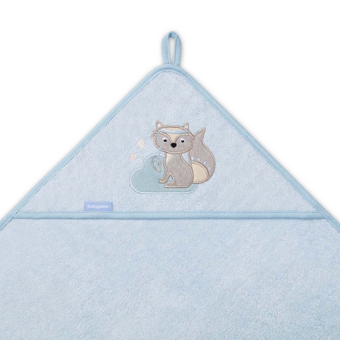 Prosop Bebe din Fibră de Bambus cu Glugă Babyono  Albastru 346/05 | Prosop Băiță Nou-Născut și Copii 100x100 cm [4]