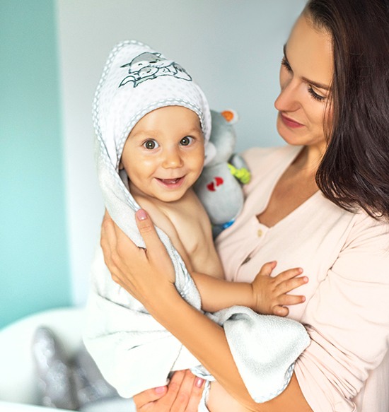 Prosop Bebe din Fibră de Bambus cu Glugă Babyono  GRI | Prosop Băiță Nou-Născut și Copii 100x100 cm [6]