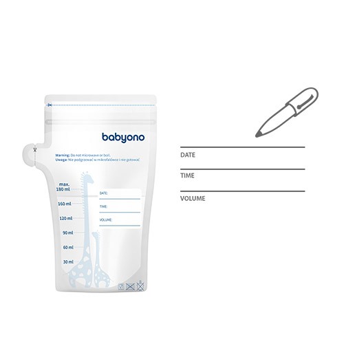 Pungi depozitare lapte matern 180ml, 30buc Babyono 1084 [6]