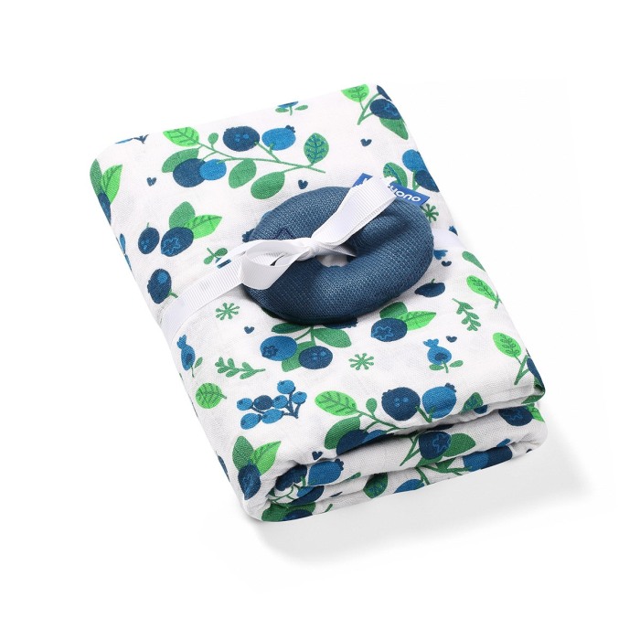 Scutec muselina natural cu sunatoare afina, 70%bambus si 30%bumbac, 120x120 cm, Babyono, 536/02 [2]