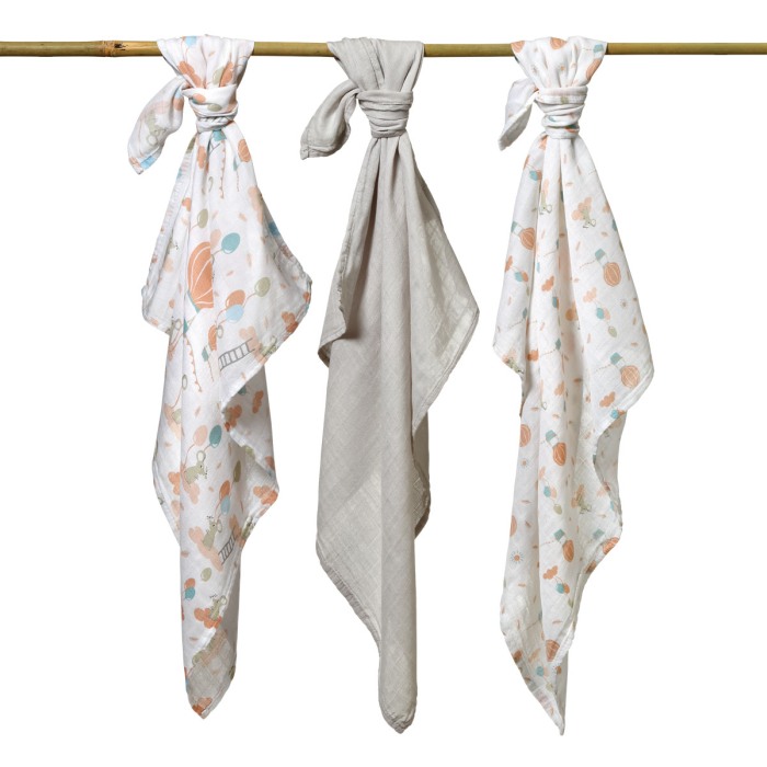 Scutece muselina natural, set 3 bucati, 70%bambus si 30%bumbac, 70x70 cm, Babyono, 397/09 [6]