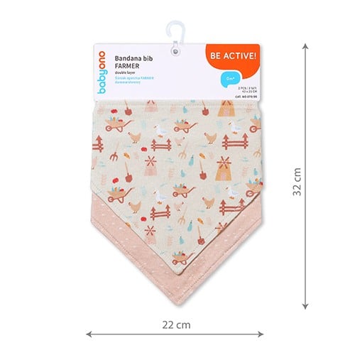 Set 2 bucati barbita, esarfa bumbac Babyono 2 in 1 Ferma 879/09 [6]