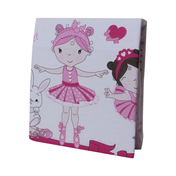 Set 2 cearceafuri din bumbac pentru saltea 120x60 cm, Dancing Girls Roz, Beberoyal, CF-002-106 [2]