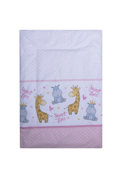 Set 2 cearceafuri din bumbac pentru saltea 120x60 cm, Hippo&Giraffe Roz, Beberoyal, CF-002-114 [1]