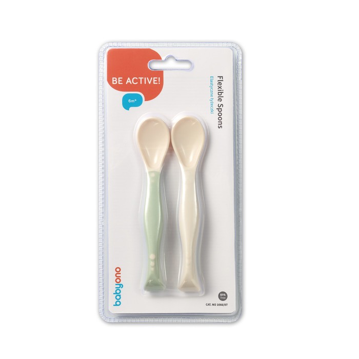 Set 2 lingurite flexibile Babyono bej si verde 1066/07 [3]