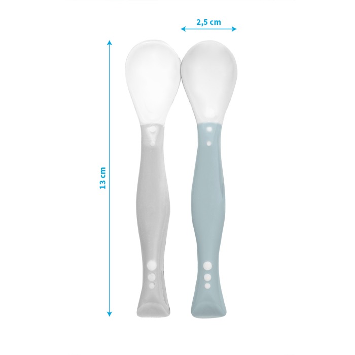 Set 2 lingurite flexibile Babyono gri si albastru 1066/04 [2]