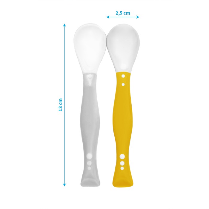 Set 2 lingurite flexibile Babyono gri si galben 1066/05 [3]