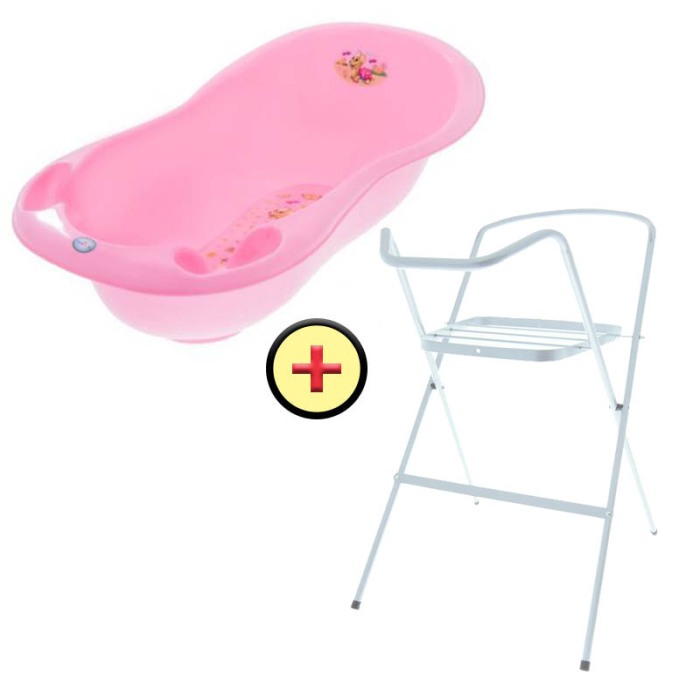 Set cadita 102 cm Turtle Roz + Suport metalic cadita [2]