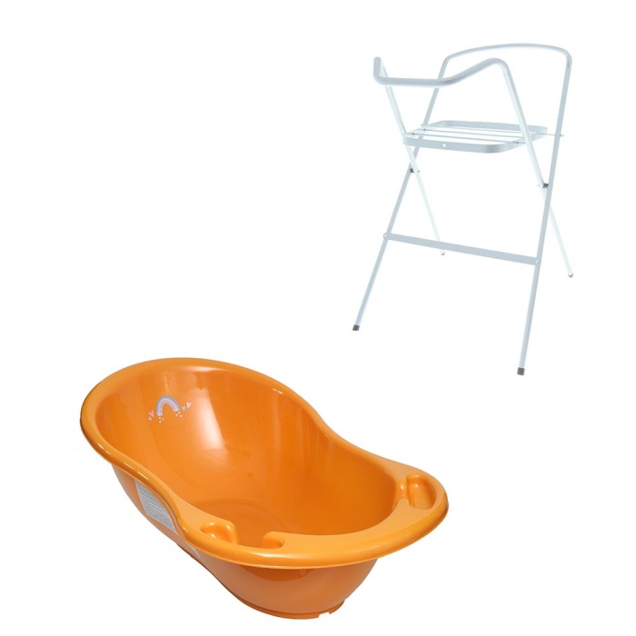 Set cadita baie Meteo Portocaliu 86 cm + Suport metalic cadita [1]