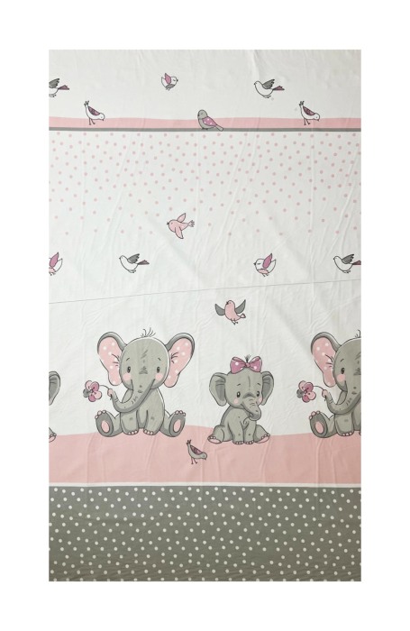 Set lenjerie bumbac cu baldachin 6 piese pentru saltea de 120 x 60 cm, Elefant&Birds Roz, Beberoyal, LJ-006-104 [1]