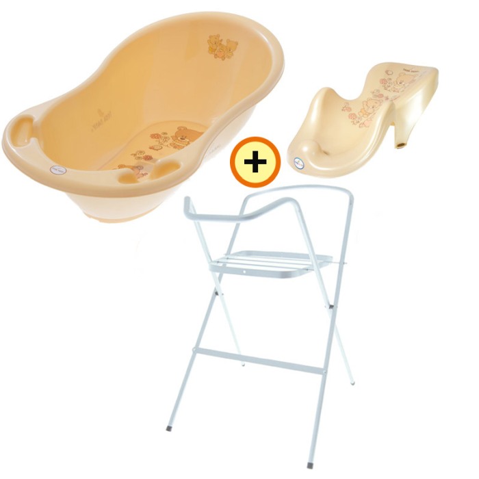 Set pachet cadita MS crem 86 cm + suport anatomic si suport metalic [2]