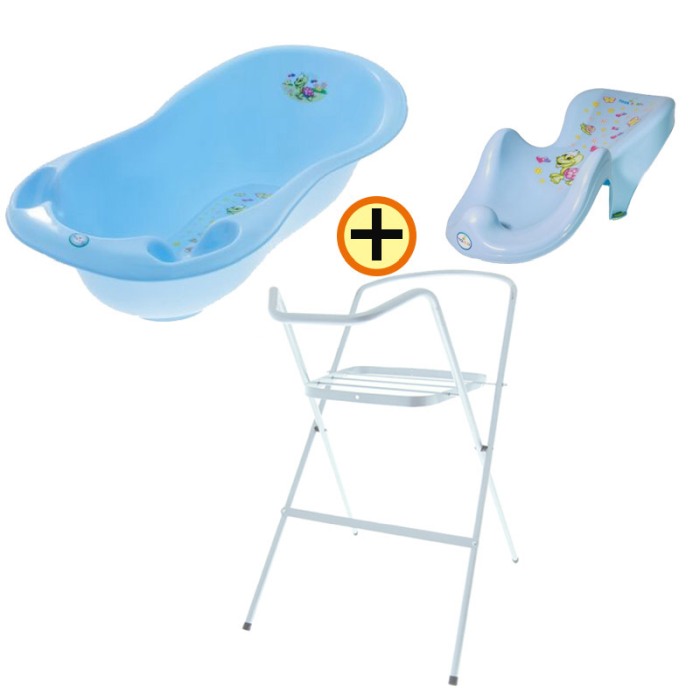 Set pachet cadita ZT albastru 86 cm + suport anatomic si suport metalic [2]