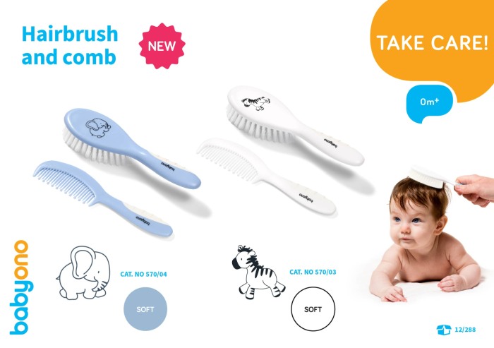 Set perie si pieptan albastru par moale Babyono  570/04 [2]