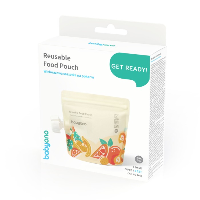 Set pungi alimentare reutilizabile 150ml 5buc Babyono 1467 [2]