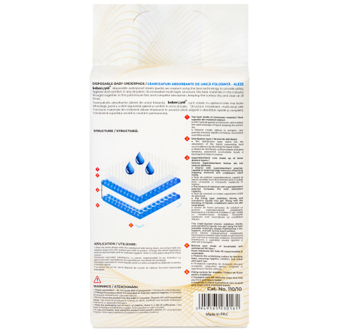 Aleze Beberoyal Premium, 60 x 40 cm, 10 Bucăți - Impermeabile, Absorbție 1050ml, Fixare Autoadezivă, 6 straturi, [4]