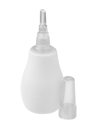 Aparate aerosoli, aspiratoare nazale si accesorii - Aspirator nazal de silicon pentru bebelusi Babyono alb 043/02