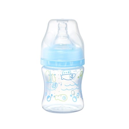Biberoane, tetine, accesorii - Biberon cu gat larg Babyono albastru pesti 120 ml 402/03