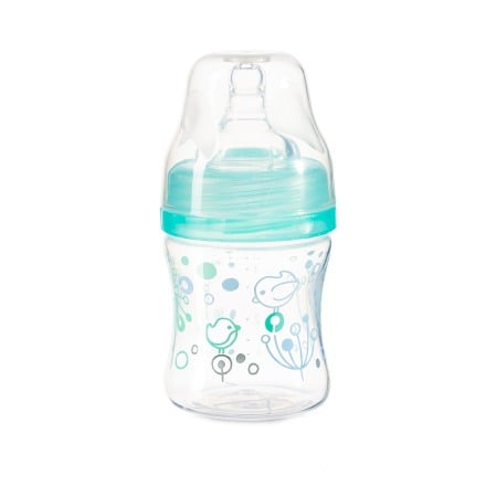 Biberoane, tetine, accesorii - Biberon cu gat larg Babyono verde pasari 120 ml 402/01