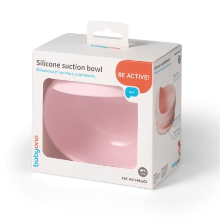 Articole hranire bebelusi - Bol din silicon cu ventuza pentru copii Babyono roz 1481/02