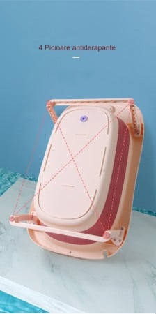 Cadita pliabila pentru bebelusi Beberoyal, cu termometru digital si dop de scurgere, Roz, 81cm CD-005-006 [8]