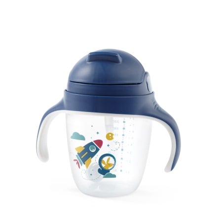 Cani, pahare si accesorii bebe - Cana copii cu pai albastra Babyono 1464/02
