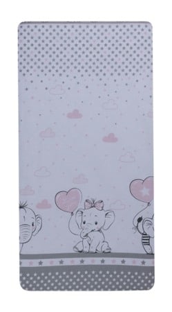 Lenjerii si huse patut - Cearceaf din bumbac pentru saltea 120x60 cm, Love Elephants Roz, Beberoyal, CF-001-102