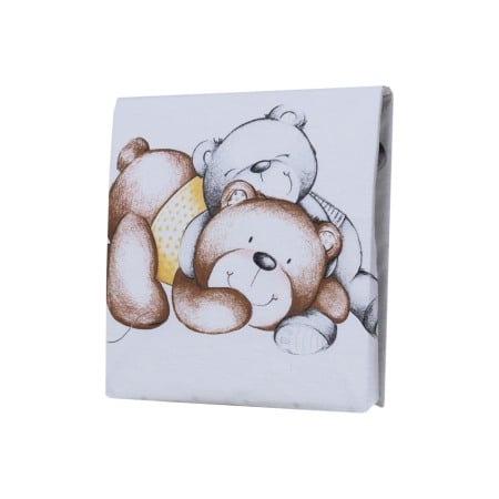 Cearceaf din bumbac pentru saltea 120x60 cm, Teddy Bear&Hearts Alb, Beberoyal, CF-001-108 [1]