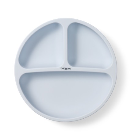 Farfurie din silicon cu ventuza pentru copii Babyono albastra 1482/01 [3]
