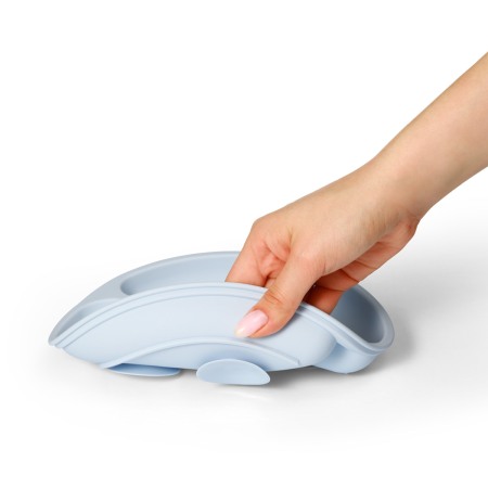 Farfurie din silicon cu ventuza pentru copii Babyono albastra 1482/01 [4]