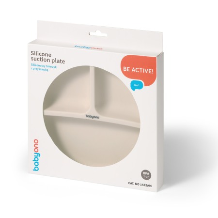 Farfurie din silicon cu ventuza pentru copii Babyono crem 1482/04 [1]