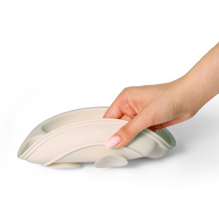 Farfurie din silicon cu ventuza pentru copii Babyono crem 1482/04 [3]