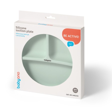 Farfurie din silicon cu ventuza pentru copii Babyono verde 1482/03 [2]
