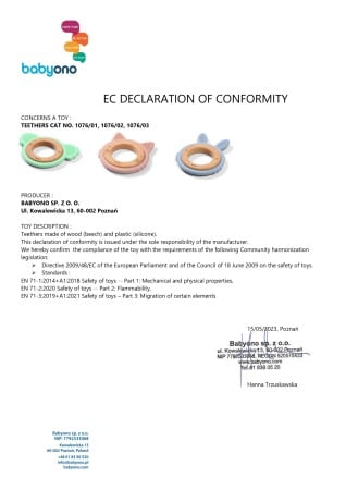 Inel de dentitie silicon&lemn Babyono pisica roz 1076/02 [8]