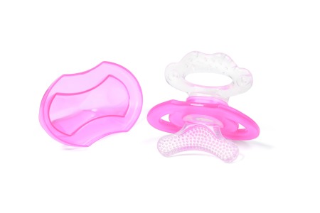 Jucarii pentru dentitie - Inel gingival cu forma de suzeta roz Babyono 1008/02