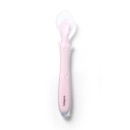 Articole hranire bebelusi - Lingurita flexibila din silicon Babyono roz 785/03