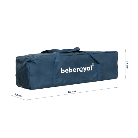 Patut Pliabil, Beberoyal, Little Friends, cu doua nivele, Saltea de Infasat, Geanta de Transport, Roti cu Sistem de Blocare, Fereastra Laterala, Spatiu lateral pt. Depozitare, 120x60cm, Albastru/Bej C [8]