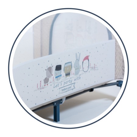 Patut Pliabil, Beberoyal, Little Friends, cu doua nivele, Saltea de Infasat, Geanta de Transport, Roti cu Sistem de Blocare, Fereastra Laterala, Spatiu lateral pt. Depozitare, 120x60cm, Albastru/Bej C [4]