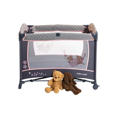 Patut pliant cu 2 nivele si laterala culisanta DREAMING BEAR roz, dimensiune exterioara 109 x 73 x 82.5 cm, Beberoyal, 220/02 [12]