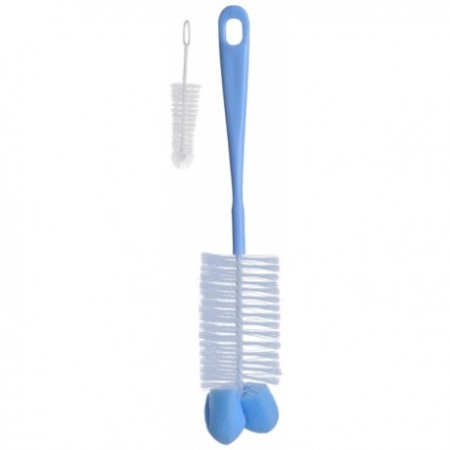 Biberoane, tetine, accesorii - Perie biberon si tetina cu burete albastru Babyono 720/01