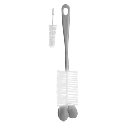 Biberoane, tetine, accesorii - Perie biberon si tetina cu burete gri Babyono 720/03