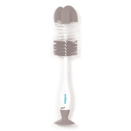 Biberoane, tetine, accesorii - Perie biberon si tetina cu ventuza Babyono gri 728/04