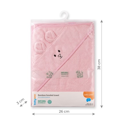 Prosop baie bambus cu gluga 100 x 100 cm Babyono roz 1553/01 [3]