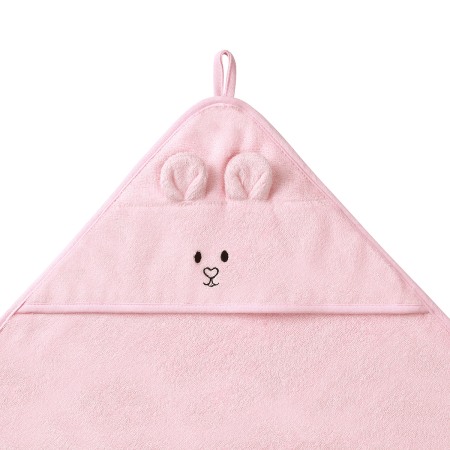 Prosop baie bambus cu gluga 100 x 100 cm Babyono roz 1553/01 [4]