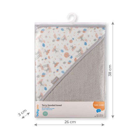 Prosop baie cu gluga bumbac soft 100 x 100 cm Babyono Gri 1552/03 [3]