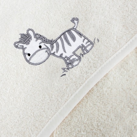 Prosop Baie cu Gluga Copii, 100%Bumbac, 460g/m2, Moale, Absorbant, Ceba Baby 100x100cm, zebra, alb, 815-302-632 [1]